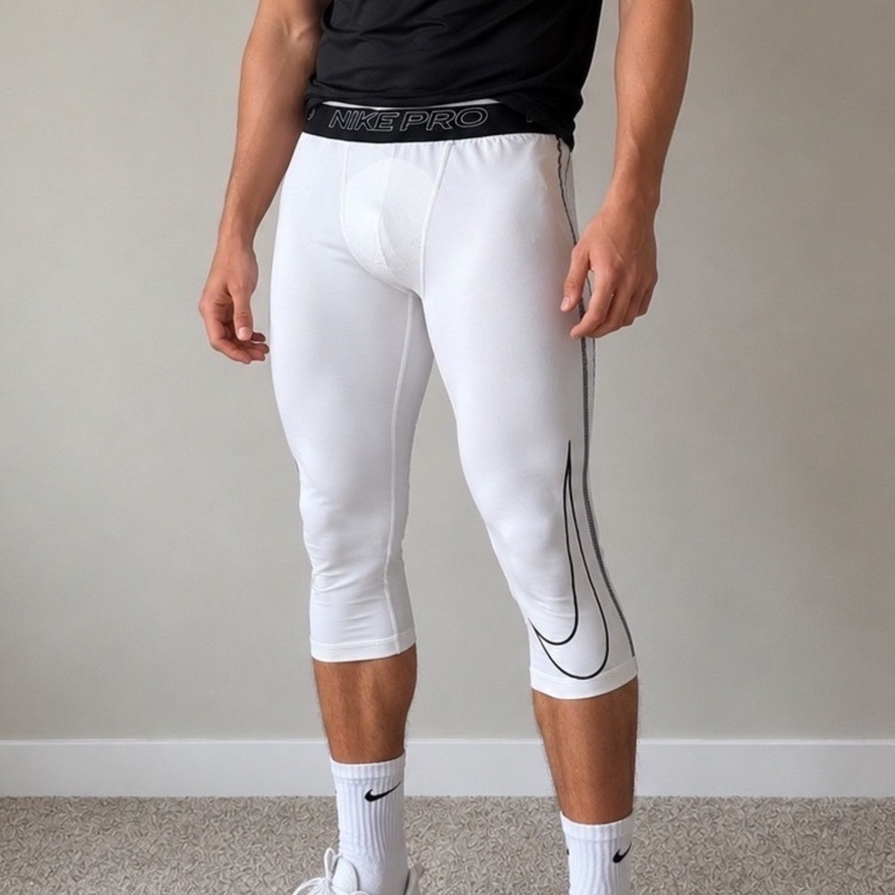 Nike‎ Pro NWT Dri-FIT 3/4 Training Tights White Size M Compression Leggings